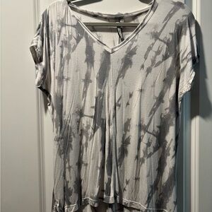 Calvin Klein Jeans Gray Tie-Dye V-Neck Tee